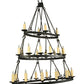 Meyda Lighting Kenosha 60" 28-Light 3-Tier Solar Black & Copper Highlights Chandelier With Ivory Faux Candlelight