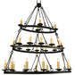 Meyda Lighting Kenosha 60" 28-Light 3-Tier Solar Black & Copper Highlights Chandelier With Ivory Faux Candlelight