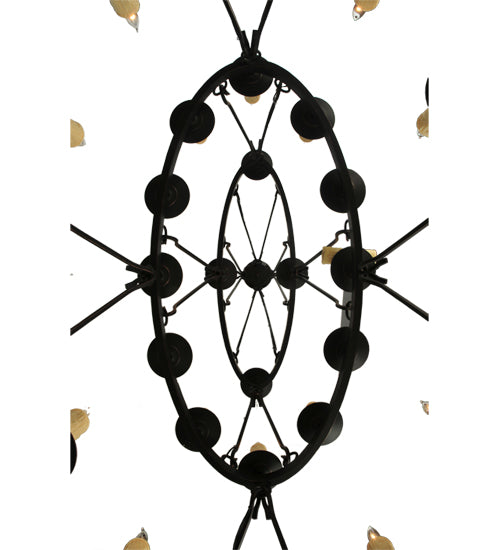 Meyda Lighting Kenosha 60" 28-Light 3-Tier Solar Black & Copper Highlights Chandelier With Ivory Faux Candlelight