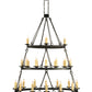 Meyda Lighting Kenosha 60" 28-Light 3-Tier Solar Black & Copper Highlights Chandelier With Ivory Faux Candlelight