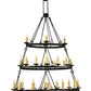 Meyda Lighting Kenosha 60" 28-Light 3-Tier Solar Black & Copper Highlights Chandelier With Ivory Faux Candlelight