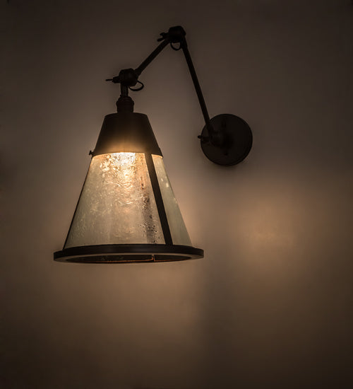 Meyda Lighting Kensington 12" Craftsman Brown Adjustable Wall Sconce With Clear Shade Glass
