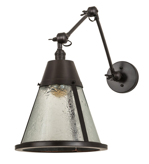 Meyda Lighting Kensington 12" Craftsman Brown Adjustable Wall Sconce With Clear Shade Glass