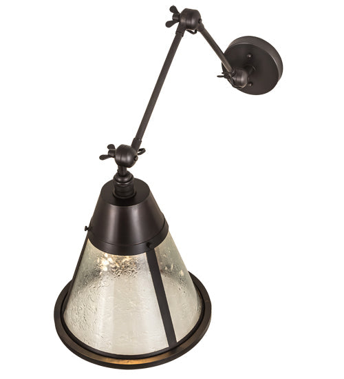 Meyda Lighting Kensington 12" Craftsman Brown Adjustable Wall Sconce With Clear Shade Glass