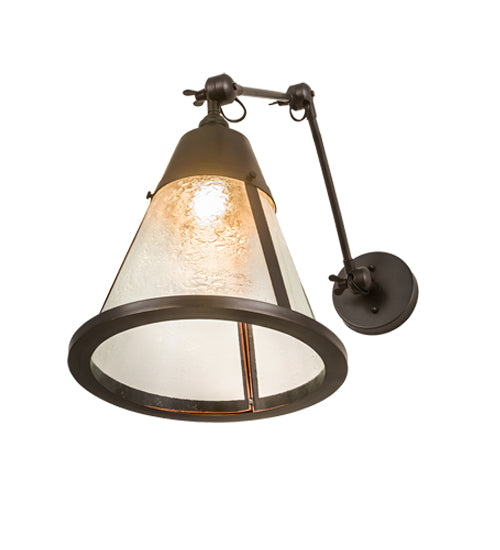 Meyda Lighting Kensington 12" Craftsman Brown Adjustable Wall Sconce With Clear Shade Glass