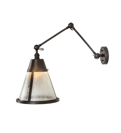 Meyda Lighting Kensington 12" Craftsman Brown Adjustable Wall Sconce With Clear Shade Glass
