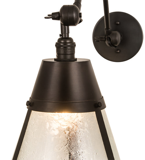 Meyda Lighting Kensington 12" Craftsman Brown Adjustable Wall Sconce With Clear Shade Glass