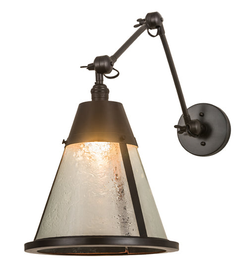 Meyda Lighting Kensington 12" Craftsman Brown Adjustable Wall Sconce With Clear Shade Glass