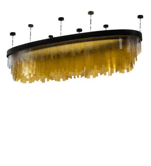 Meyda Lighting Kepley 168" LED Solar Black Chandelier With Amber Rainstone Idalight Shade
