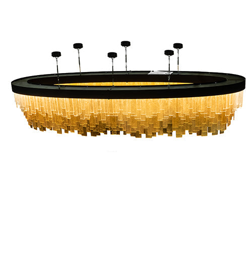 Meyda Lighting Kepley 168" LED Solar Black Chandelier With Amber Rainstone Idalight Shade