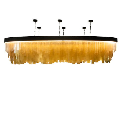 Meyda Lighting Kepley 168" LED Solar Black Chandelier With Amber Rainstone Idalight Shade