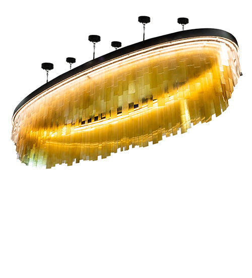 Meyda Lighting Kepley 168" LED Solar Black Chandelier With Amber Rainstone Idalight Shade
