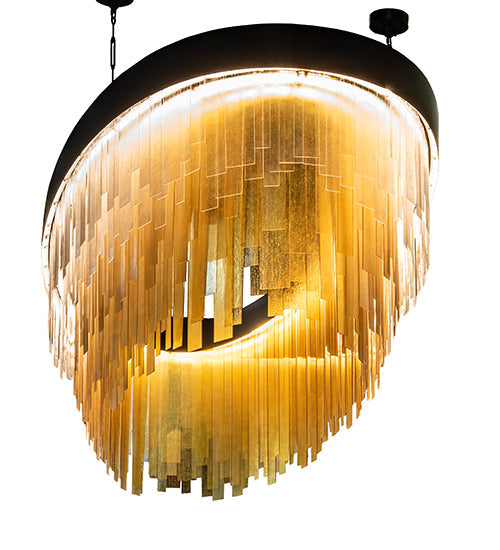 Meyda Lighting Kepley 168" LED Solar Black Chandelier With Amber Rainstone Idalight Shade