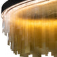 Meyda Lighting Kepley 168" LED Solar Black Chandelier With Amber Rainstone Idalight Shade