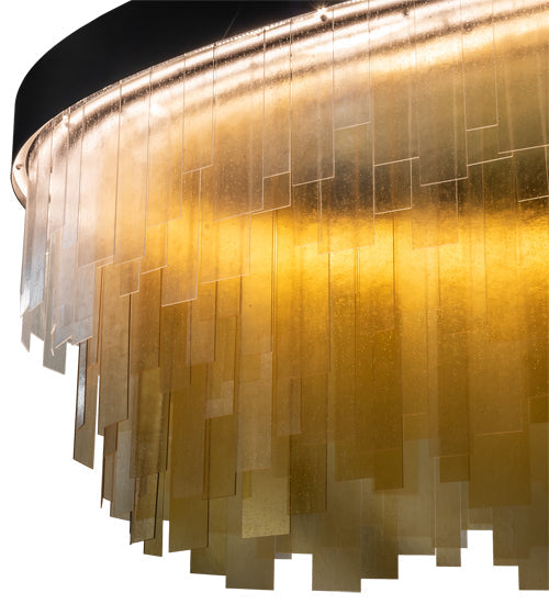 Meyda Lighting Kepley 168" LED Solar Black Chandelier With Amber Rainstone Idalight Shade