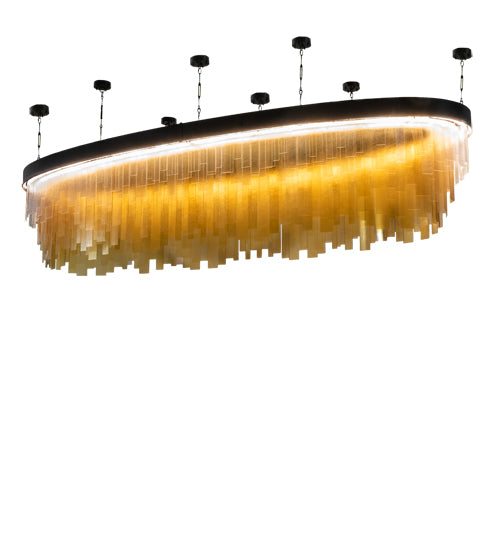 Meyda Lighting Kepley 168" LED Solar Black Chandelier With Amber Rainstone Idalight Shade