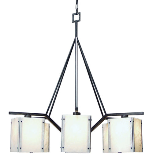 Meyda Lighting Kesara 42" 6-Light Antique Iron Gate Pendant Light With Whitestone Idalight Shade