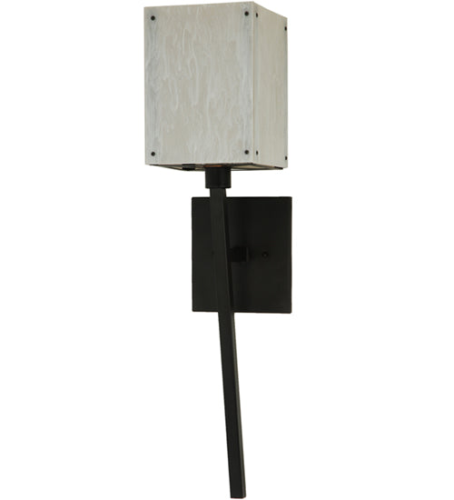 Meyda Lighting Kesara 8" Textured Black Wall Sconce With Whitestone Idalight Shade Glass