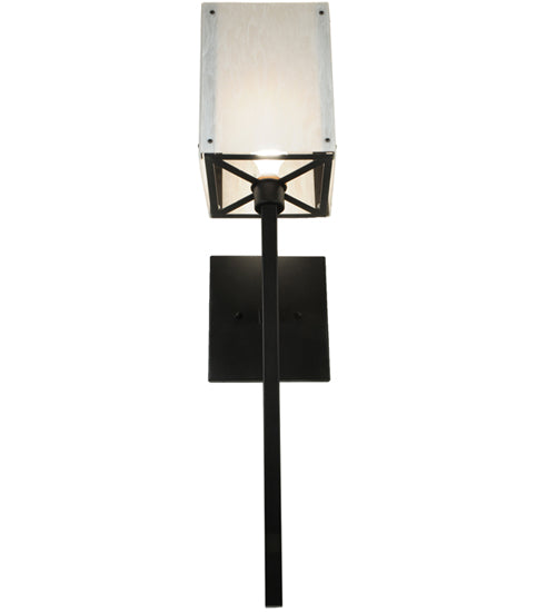 Meyda Lighting Kesara 8" Textured Black Wall Sconce With Whitestone Idalight Shade Glass