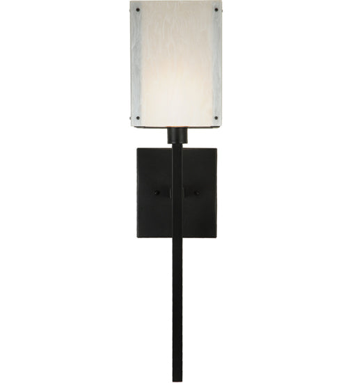 Meyda Lighting Kesara 8" Textured Black Wall Sconce With Whitestone Idalight Shade Glass