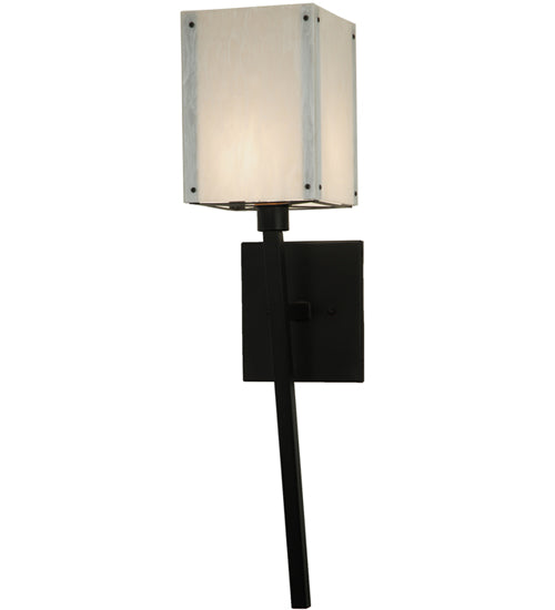 Meyda Lighting Kesara 8" Textured Black Wall Sconce With Whitestone Idalight Shade Glass