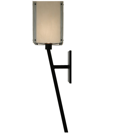 Meyda Lighting Kesara 8" Textured Black Wall Sconce With Whitestone Idalight Shade Glass