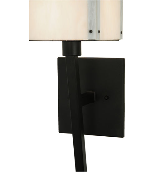 Meyda Lighting Kesara 8" Textured Black Wall Sconce With Whitestone Idalight Shade Glass