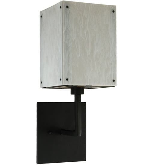 Meyda Lighting Kesara 8" Textured Black White Alabaster Wall Sconce With Whitestone Idalight Shade Glass