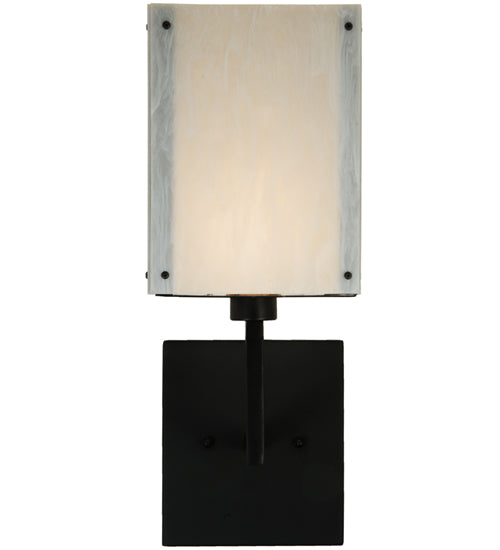 Meyda Lighting Kesara 8" Textured Black White Alabaster Wall Sconce With Whitestone Idalight Shade Glass