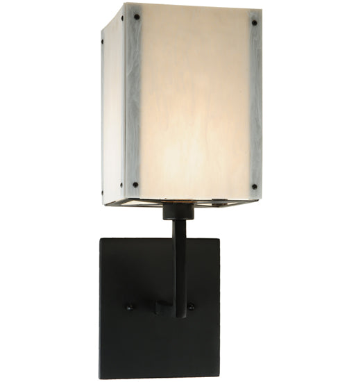Meyda Lighting Kesara 8" Textured Black White Alabaster Wall Sconce With Whitestone Idalight Shade Glass
