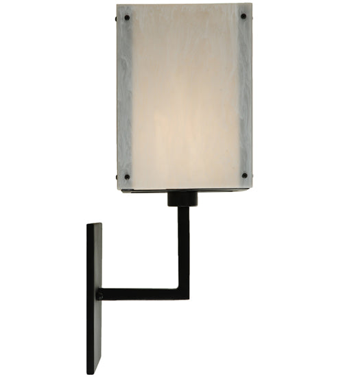 Meyda Lighting Kesara 8" Textured Black White Alabaster Wall Sconce With Whitestone Idalight Shade Glass