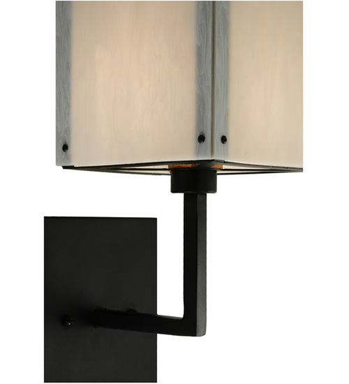 Meyda Lighting Kesara 8" Textured Black White Alabaster Wall Sconce With Whitestone Idalight Shade Glass