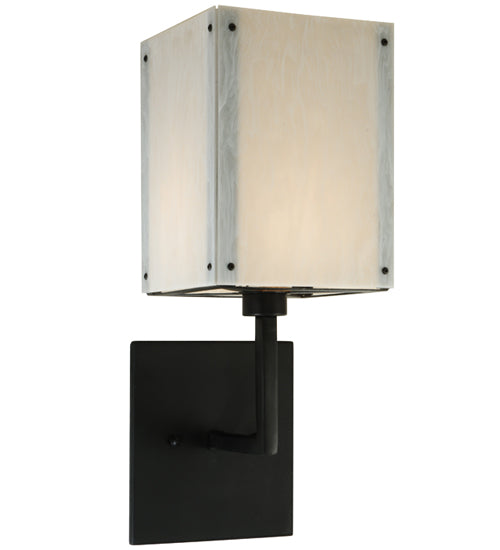 Meyda Lighting Kesara 8" Textured Black White Alabaster Wall Sconce With Whitestone Idalight Shade Glass