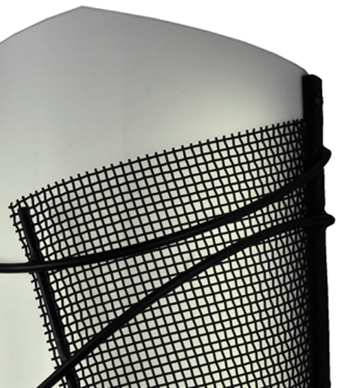 Meyda Lighting Kiltered 8" LED Black Wall Sconce With White and Black Mesh Shade