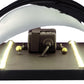 Meyda Lighting Kiltered 8" LED Black Wall Sconce With White and Black Mesh Shade