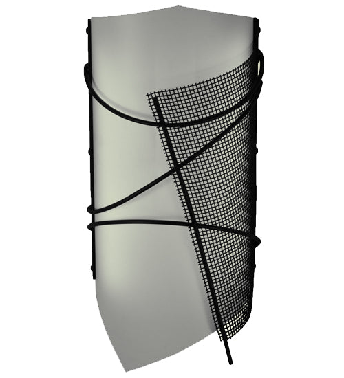 Meyda Lighting Kiltered 8" LED Black Wall Sconce With White and Black Mesh Shade