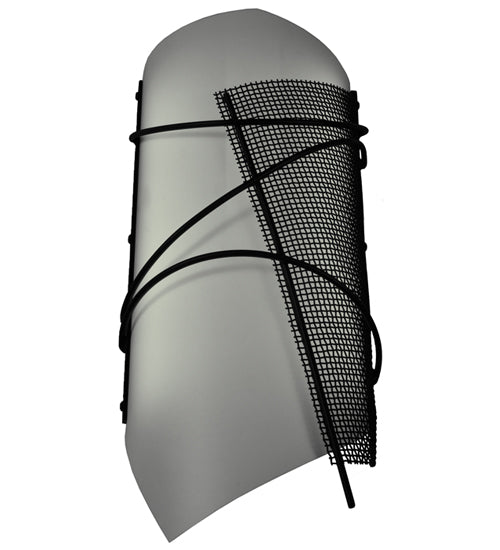 Meyda Lighting Kiltered 8" LED Black Wall Sconce With White and Black Mesh Shade