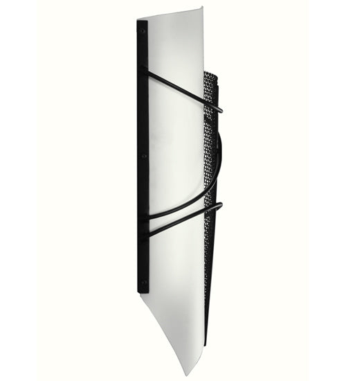 Meyda Lighting Kiltered 8" LED Black Wall Sconce With White and Black Mesh Shade