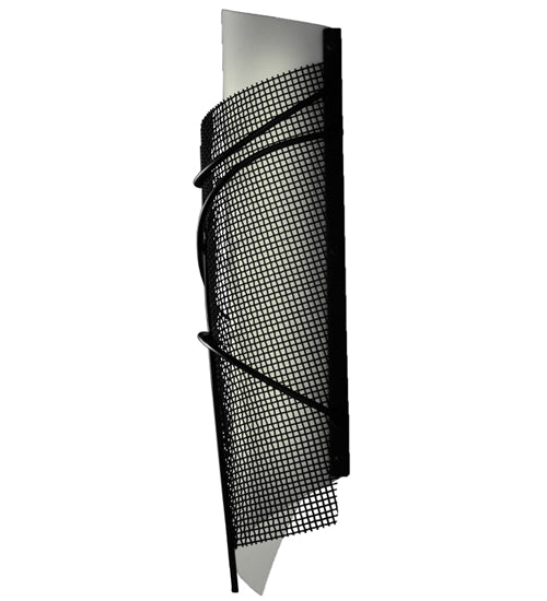 Meyda Lighting Kiltered 8" LED Black Wall Sconce With White and Black Mesh Shade