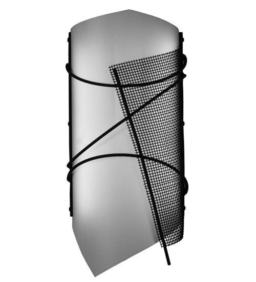 Meyda Lighting Kiltered 8" LED Black Wall Sconce With White and Black Mesh Shade