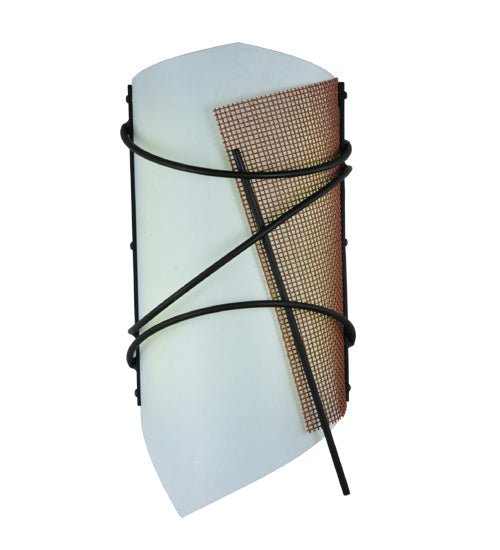 Meyda Lighting Kiltered 8" LED Solar Black Wall Sconce With Arctic Idalight Shade