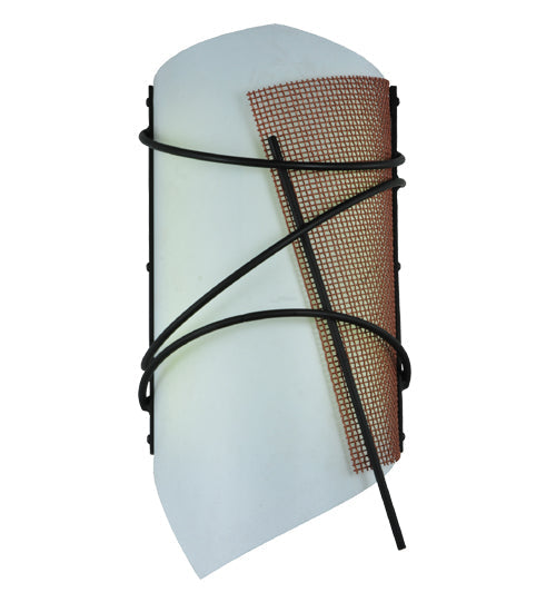 Meyda Lighting Kiltered 8" LED Solar Black Wall Sconce With Arctic Idalight Shade
