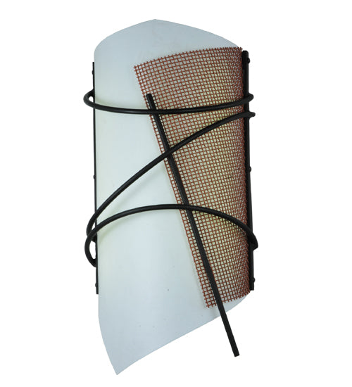 Meyda Lighting Kiltered 8" LED Solar Black Wall Sconce With Arctic Idalight Shade