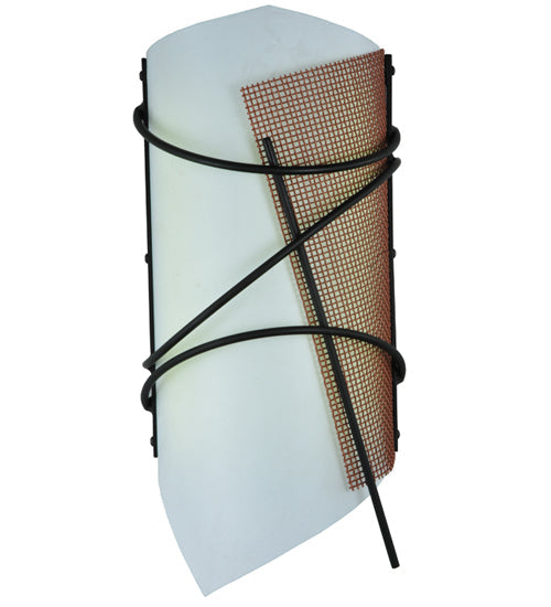 Meyda Lighting Kiltered 8" LED Solar Black Wall Sconce With Arctic Idalight Shade