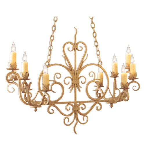 Meyda Lighting Kimberly 42" 10-Light Pate Chandelier With Honey Amber Faux Candlelight