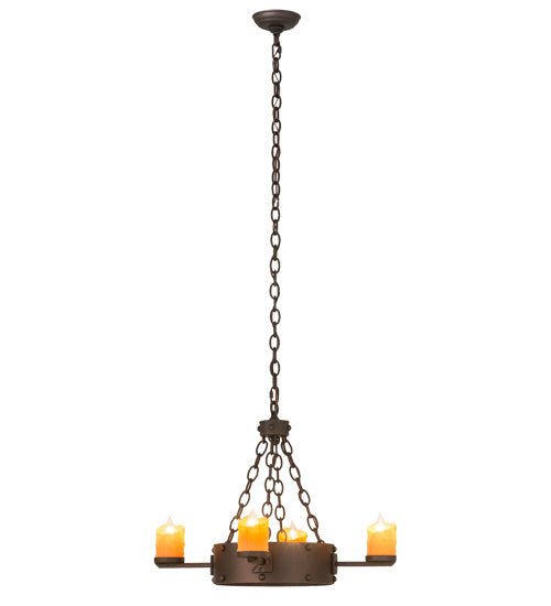 Meyda Lighting Kingston 25" 4-Light Matte Copper Vein Chandelier With Amber Faux Candlelight