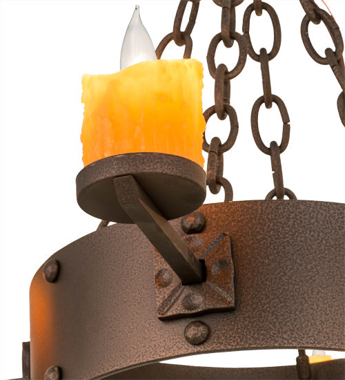 Meyda Lighting Kingston 25" 4-Light Matte Copper Vein Chandelier With Amber Faux Candlelight