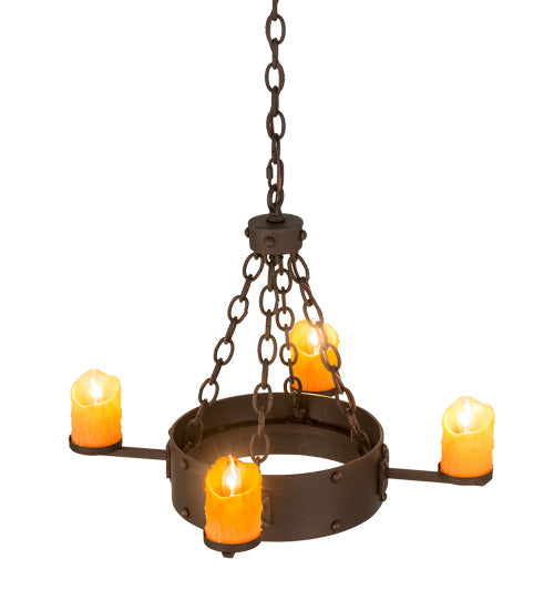 Meyda Lighting Kingston 25" 4-Light Matte Copper Vein Chandelier With Amber Faux Candlelight