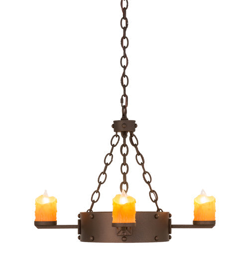Meyda Lighting Kingston 25" 4-Light Matte Copper Vein Chandelier With Amber Faux Candlelight