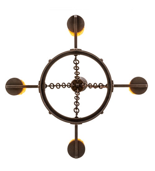 Meyda Lighting Kingston 25" 4-Light Matte Copper Vein Chandelier With Amber Faux Candlelight